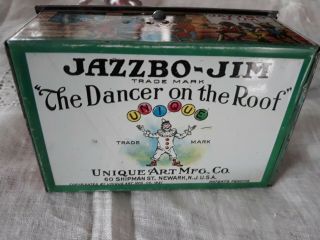 1921 Jazzbo Jim antique wind up metal toy Dancer on the Roof Unique Art Mfg Co 3