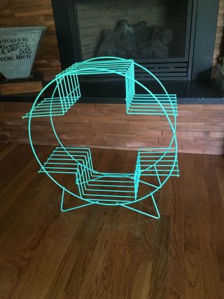 Mid Century Modern 6 Shelf Round Metal Wire Record Plant Stand Art Deco Vintage 4