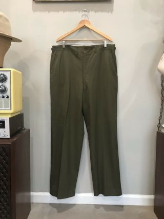 50s US ARMY M1951 OG 108 Wool Field Trousers Pants M51 Large Military OLIVE VTG 3