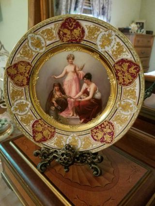 Antique Royal Vienna Hand Painted Plate Plaque,  Artist Signed " Wagner "