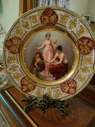 Antique Royal Vienna Hand Painted Plate Plaque,  Artist Signed 