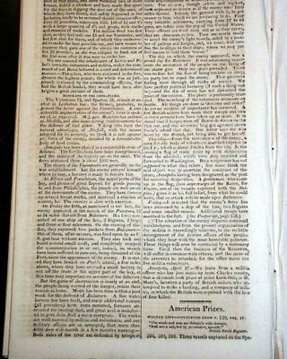 CHESAPEAKE BAY British Naval Blockade War of 1812 1813 Baltimore MD Newspaper 5
