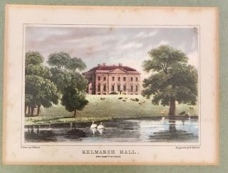 Kelmarsh Hall - Hand Tinted Engraving:H.  Hobson - Drawing:J.  P.  Neale - c1830 2