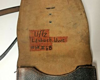 Vintage WWII GERMAN Officer Leather Field Map Case Identified Uffz Litzbach Uwe 6