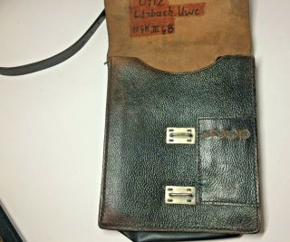 Vintage WWII GERMAN Officer Leather Field Map Case Identified Uffz Litzbach Uwe 8