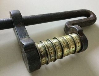 Rare Antique Big Combination Padlock Lock Key Lucchetto Vorhängeschloss Cadenas
