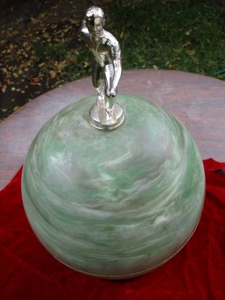 " Vintage Art Deco Mid - - - Century Ornate Green Bakelite Ornate Globe Ball Orb - - -