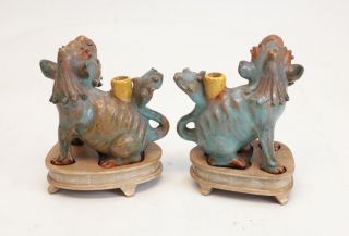 Chinese Shiwan Pottery Stoneware Foo Dogs / Lions,  Turquoise glaze 3
