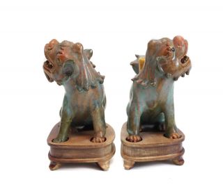 Chinese Shiwan Pottery Stoneware Foo Dogs / Lions,  Turquoise glaze 4