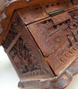 ANTIQUE CHINESE CANTON CARVED SANDALWOOD BOX 12