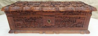 ANTIQUE CHINESE CANTON CARVED SANDALWOOD BOX 3