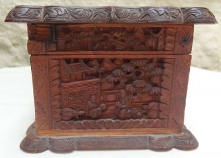 ANTIQUE CHINESE CANTON CARVED SANDALWOOD BOX 5