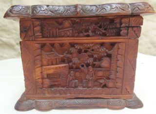 ANTIQUE CHINESE CANTON CARVED SANDALWOOD BOX 6