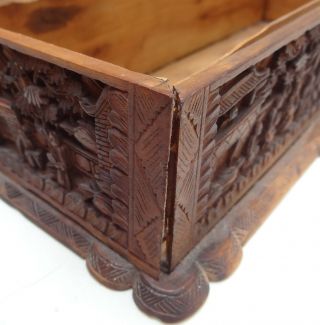 ANTIQUE CHINESE CANTON CARVED SANDALWOOD BOX 9