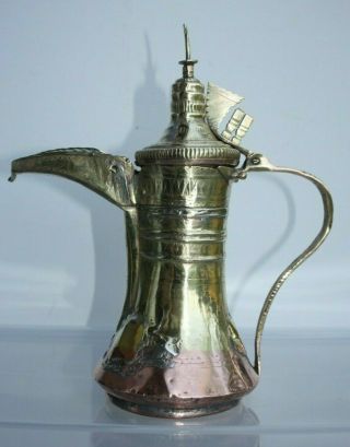 RARE very old NIZWA 29cm Antique copper brass Dallah islamic Coffee Pot Bedouin 3