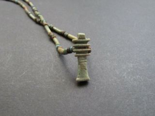 Nile Ancient Egyptian Djed Amulet Mummy Bead Necklace Ca 600 Bc