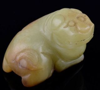 Fine Antique Chinese Qing Dynasty Yellow Jade Fu Lion Beast Figure