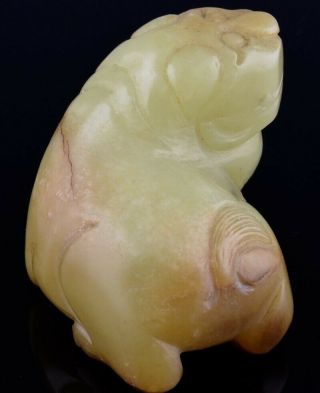 FINE ANTIQUE CHINESE QING DYNASTY YELLOW JADE FU LION BEAST FIGURE 3