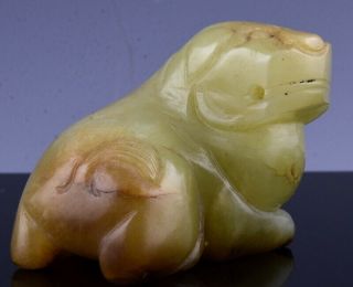 FINE ANTIQUE CHINESE QING DYNASTY YELLOW JADE FU LION BEAST FIGURE 6