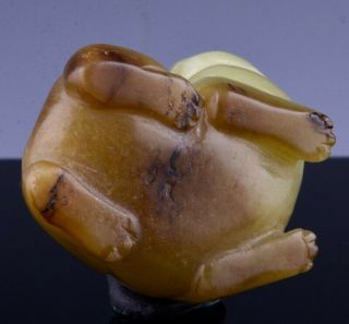 FINE ANTIQUE CHINESE QING DYNASTY YELLOW JADE FU LION BEAST FIGURE 8