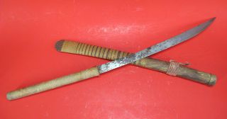 Group of 3 Thai Thailand Burmese Dha Daab Long Swords Knives Vintage Bangkok yqz 4
