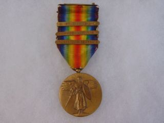 Ww1 Us Victory Medal 3 Clasp B44 - 7 France