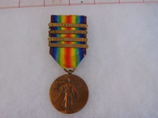 Ww1 Us Victory Medal 4 Clasp B44 - 5 France