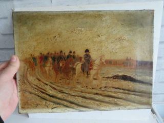 really old PAINTING antique oil NAPOLEON artist signed 5