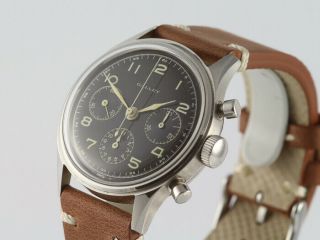 VINTAGE GALLET CHRONOGRAPH STAHL OVERSIZE VALJOUX 72 STEEL HANDAUFZUG 1952 