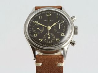 VINTAGE GALLET CHRONOGRAPH STAHL OVERSIZE VALJOUX 72 STEEL HANDAUFZUG 1952 