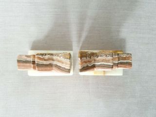 VINTAGE ART DECO MARBLE BOOKENDS - 1930s AGATE MAPLE LEAF 6