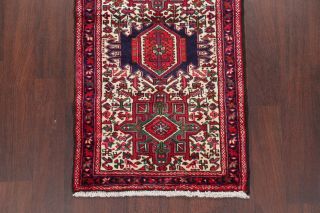 One - of - a - Kind Geometric Gharajeh Persian Hand - Knotted 2x7 Ivory Wool Runner Rug 5