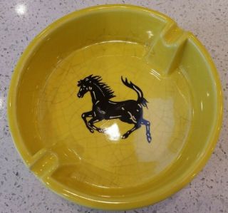 Authentic Bitossi Ferrari Yellow Ceramic Mustang Ashtray Italy Pottery Mark 6 In