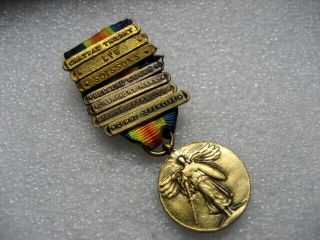 . Medal Wwi Victory Medal,  7 Bars,  Mini Size