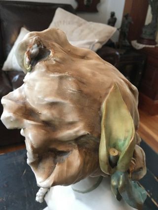 ANTIQUE AMPHORA NUDE LADY BUST ART NOUVEAU SIGNED LILY OF THE VALLEY 10
