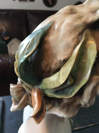 ANTIQUE AMPHORA NUDE LADY BUST ART NOUVEAU SIGNED LILY OF THE VALLEY 11