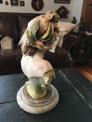 ANTIQUE AMPHORA NUDE LADY BUST ART NOUVEAU SIGNED LILY OF THE VALLEY 6