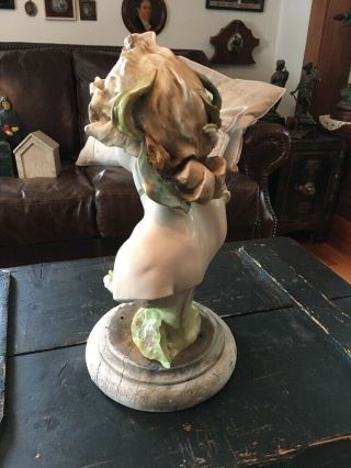 ANTIQUE AMPHORA NUDE LADY BUST ART NOUVEAU SIGNED LILY OF THE VALLEY 8