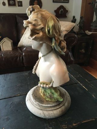 ANTIQUE AMPHORA NUDE LADY BUST ART NOUVEAU SIGNED LILY OF THE VALLEY 9