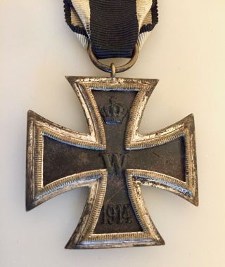 Antique 1914 Wwi German Black Iron Cross Medal With Ribbon