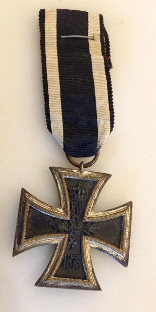 Antique 1914 WWI German Black Iron Cross Medal with Ribbon 2