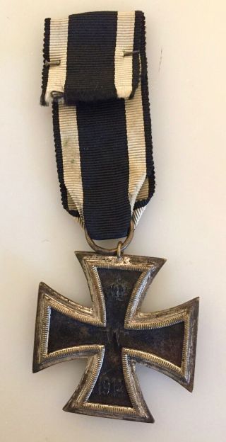 Antique 1914 WWI German Black Iron Cross Medal with Ribbon 3