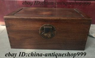 20 " Old China Dynasty Huang Hua Li Wood Storage Jewelry Box Treasure Case Statue