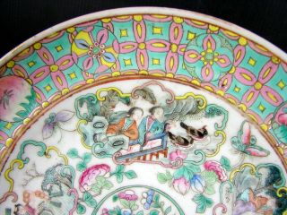 Antique Chinese Export Enamelled Porcelain Birds & Figures Plate Signed 2