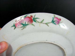 Antique Chinese Export Enamelled Porcelain Birds & Figures Plate Signed 9