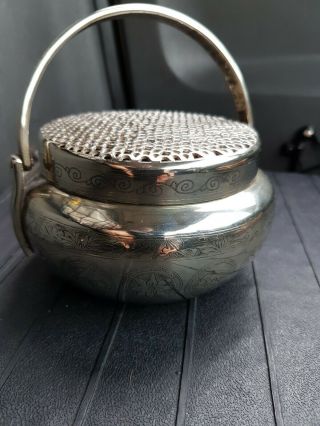 Antique Chinese Hand Warmer Paktong Silver