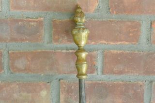 Antique Wrought Iron with Brass Finial Fireplace Tongs Log Grabber,  34 