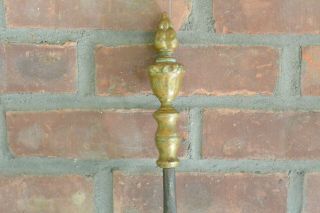 Antique Wrought Iron with Brass Finial Fireplace Tongs Log Grabber,  34 