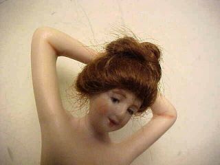 Rare Art Deco Nude Lady Bathing Beauity Bisque Figurine w Hair & Shoes 2