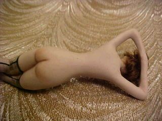 Rare Art Deco Nude Lady Bathing Beauity Bisque Figurine w Hair & Shoes 8